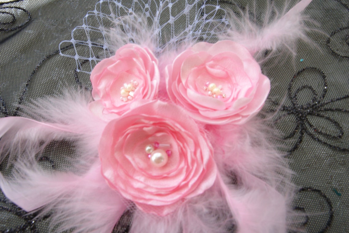 Pink Flower Clip Hair Fascinator Bridal Headpiece Wedding Hair Etsy