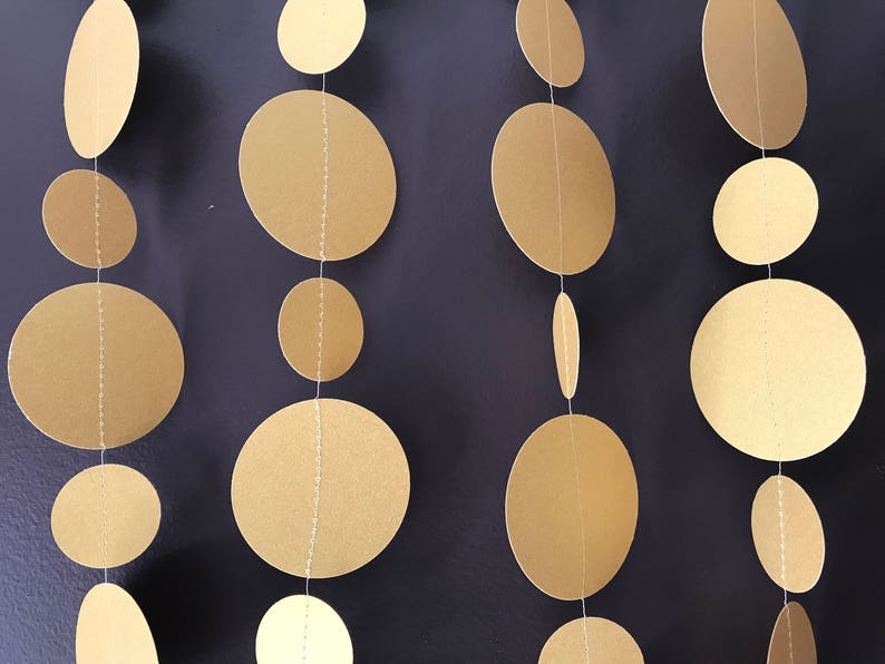 Metallic Gold Circle Garland Gold Decor, Gold Garland, Gold Decorations, Gold Birthday Garland, Gold Wedding Garland image 1