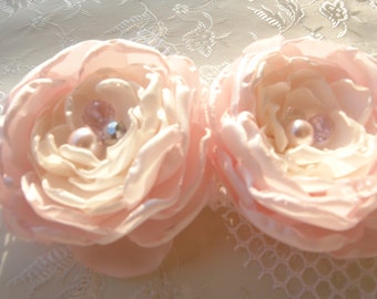 Sweet Vintage Inspired Soft Pink Color Bridal Flower Clips Baby Headband-All ages Headband Photo Prop