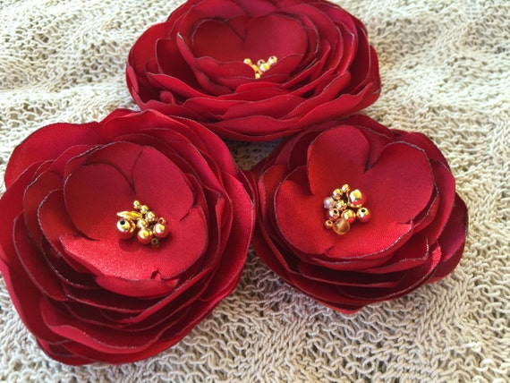 12-Piece Satin Flower Hair Clip Brooch Set for Bridal Headpieces Amazon.com : Ahoney 12 Pieces Bohemian Flowers Hair Clips  main image 4