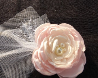 Brooch-Stunning Vintage Inspired Flower Headband-Light Pink, Ivory Flower Clip-All ages Headband Photo Prop