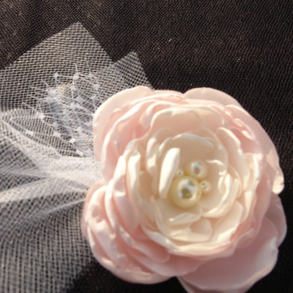 Brooch-Stunning Vintage Inspired Flower Headband-Light Pink, Ivory Flower Clip-All ages Headband Photo Prop