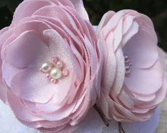 Bridesmaid Hair Flower, Flower Bobby Pins, Blush Hair Accessory, Blush Flower Pin, Set of two Bridal Hair Flower