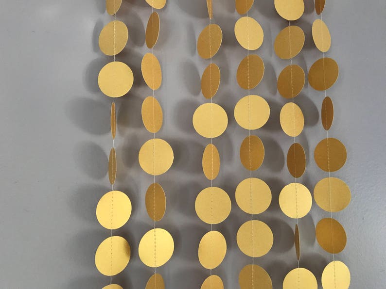 Metallic Gold Circle Garland Gold Decor, Gold Garland, Gold Decorations, Gold Birthday Garland, Gold Wedding Garland image 2