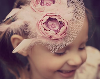Flower Clip- Vintage Inspired Fascinator-Flower Girl Flower Clip-All ages Headband Photo Prop