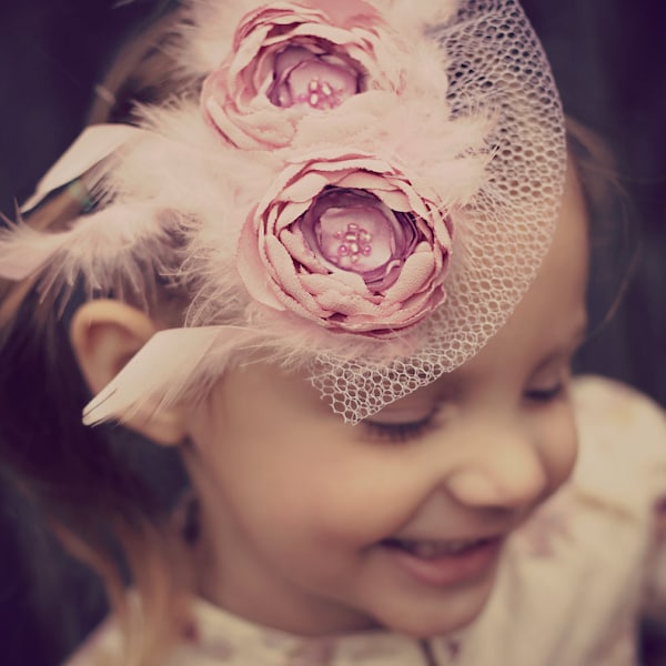 Flower Clip- Vintage Inspired Fascinator-Flower Girl Flower Clip-All ages Headband Photo Prop