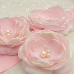 Bridal Pink and Ivory Flower Clip, Pink Ivory Bridal Headpiece or Sash