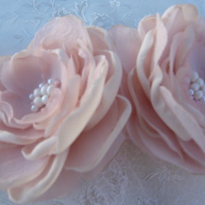 Bridal Flowers in dusty pink clips or headband-Bridal Headpiece-Bridal Blush Flower Brooch