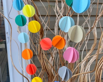 Rainbow Cardstock Pom Pom Garland – 3D Party Decor