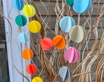 Pom Pom Paper Garland - 3D Garland - Party Decor - Paper Decoration - Birthday Decoration - Choose Your Length