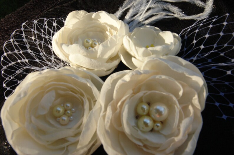 Ivory Flower Clip Hair Fascinator Bridal Headpiece Wedding Etsy