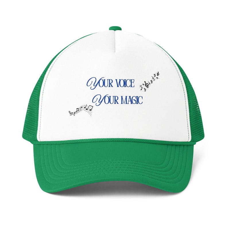 Music Notes Trucker Cap | Your Voice Your Magic Typography Hat image 1