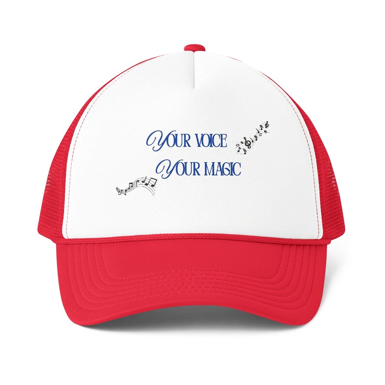 Music Notes Trucker Cap | Your Voice Your Magic Typography Hat image 4