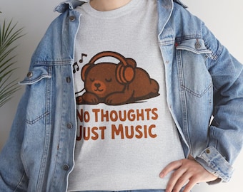 Koszulka z misiem No Thoughts Just Music | T-shirt