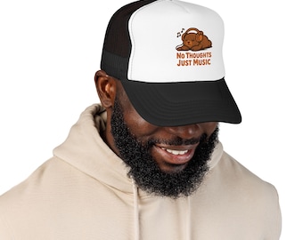 No Thoughts Just Music Foam Trucker Hat | Sleeping Dog Headphones