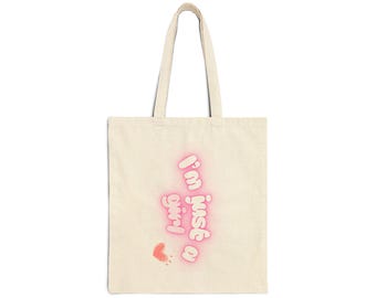 Pink Airbrush 'I'm Just So Flirty' Tote Bag | Canvas Rose Accent