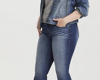 Torrid 14W Crop Klassische Skinny Vintage Stretch Jeans mittlerer Waschung