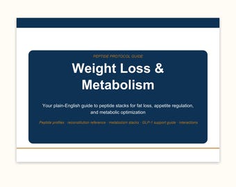 Peptide Protocol Guide — Weight & Metabolism | AOD-9604 Tesamorelin GLP-1 | Research Reference + Excel Logbook | Instant PDF
