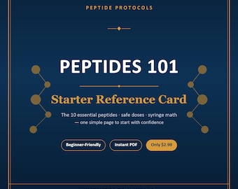 Fiche de référence pour débutants en peptides | 10 peptides pour débutants, calculs de reconstitution (téléchargement PDF)