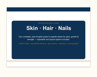 Peptide Protocol Guide — Skin Hair Nails | GHK-Cu BPC-157 Matrixyl | Research Reference + Excel Logbook | Instant PDF