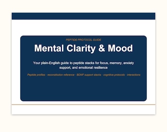 Peptide Protocol Guide — Mental Clarity Mood | Semax Selank Dihexa | Research Reference + Excel Logbook + calculator | Instant PDF