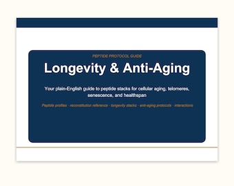 Peptide Protocol Guide — Longevity & Anti-Aging | Epitalon FOXO4-DRI Humanin | Research Reference + Excel Logbook | Instant PDF