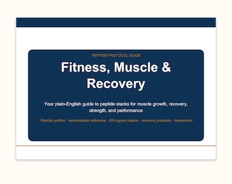 Peptide Protocol Guide — Fitness & Muscle Recovery | BPC-157 TB-500 Ipamorelin | Research Reference + Excel Logbook | Instant PDF
