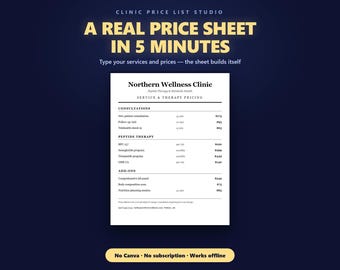 Peptide Clinic Price List Template | Editable Service Menu (Instant PDF)