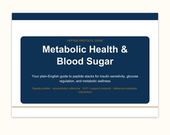 Peptide Protocol Guide — Metabolic & Blood Sugar Wellness | GLP-1 BPC-157 KPv | Research Reference + Excel Logbook | Instant PDF