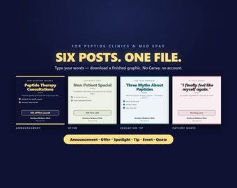 Clinic Social Media Post Maker | Editable Templates for Med Spas (Instant Download)