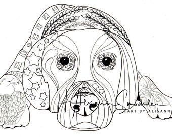 Download Puppy Yawning Instant Download Coloring Page Love Dogs | Etsy