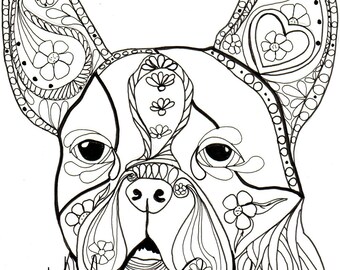 Boston Terrier Coloring Book Etsy