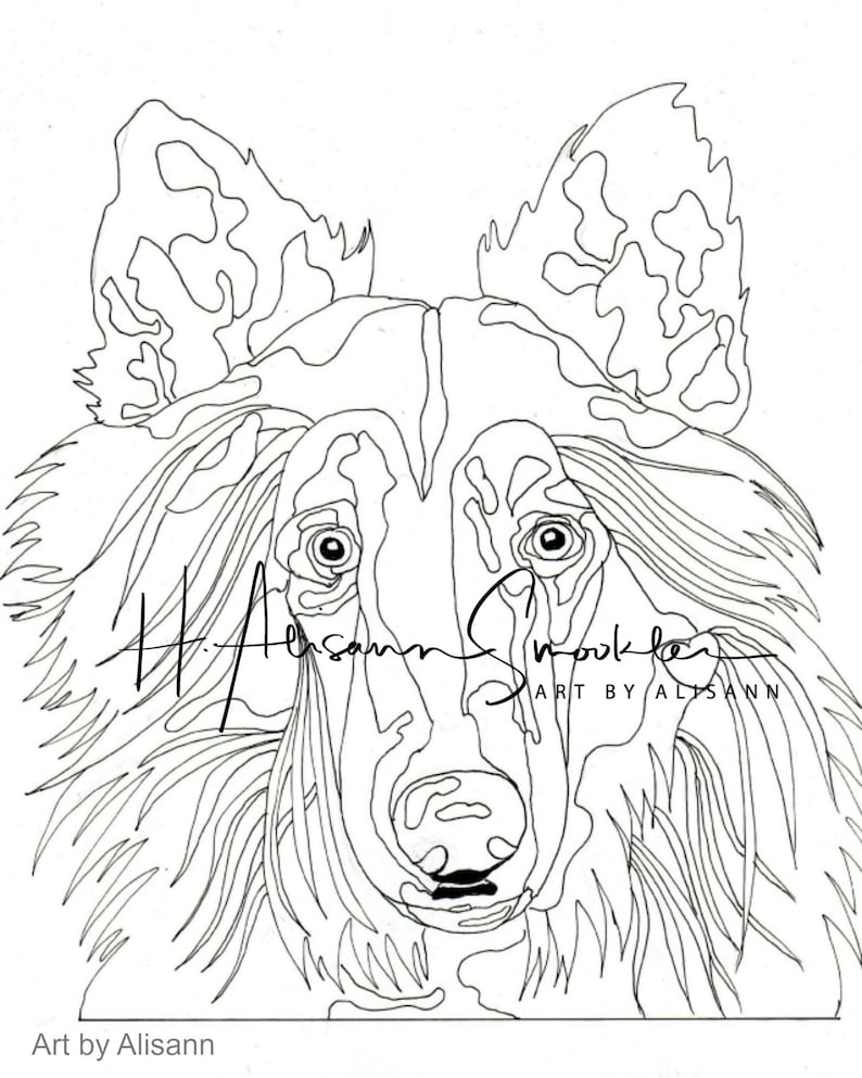 Collie Hond Kleurplaten Pagina Liefde Honden Vol 1 Etsy