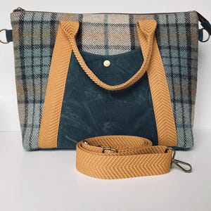 Pendleton Wool & Waxed Canvas Tote Bag – Handmade Crossbody Tote