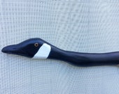 Hand carved and painted wood Goose wall sculpture by Randy Elaine Fisher , a bird carving. FISHER WILDLIFE