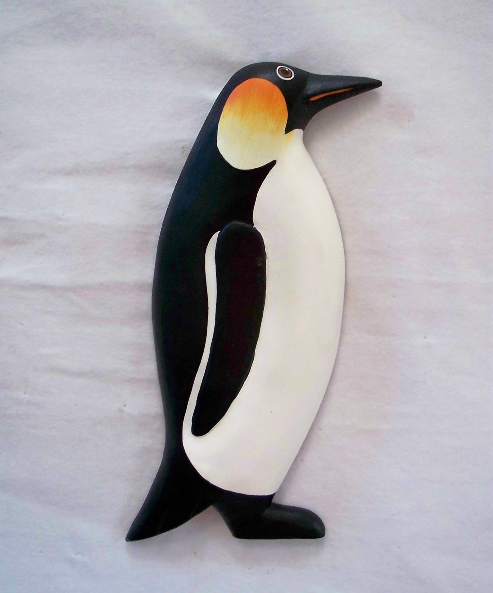 Hand carved and painted wood Penguin with baby wall sculpture | Etsy