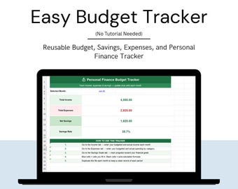 Hoja de cálculo de Excel para el seguimiento del presupuesto, plantilla de presupuesto mensual, planificador de finanzas personales, registro de gastos, seguimiento de objetivos de ahorro, descarga digital.