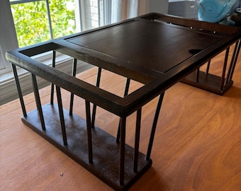 Vintage Wood Bed Tray Lap Desk w/ Magazine Storage – Breakfast Serving Table