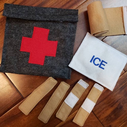 Felt First Aid Kit With Ice Pack 4 Bandages and Felt Medical Etsy