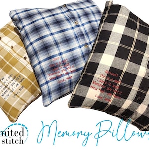 Personalized Memory Pillow with Poem Stitched - Pillow Made from Loved Ones Clothing with Poem