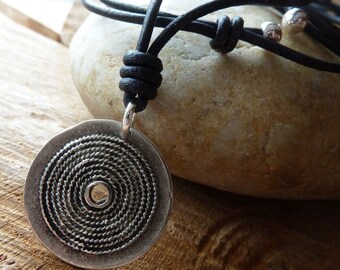 Necklace amulet ethno leather black or brown leather jewelry chrissona® design