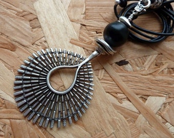 Chain Drops Pendant Onyx black chrissona® design leather jewelry