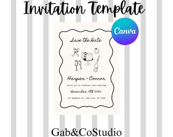 Editable Save the Date Template | Wedding Announcement | Modern Minimal Canva Invitation (Digital Download)