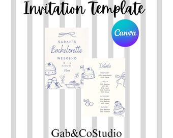 Editable Bachelorette Trip Invitation with Itinerary | Girls Weekend Invite | Canva Template (Digital Download)