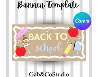 Editable Back to School Banner Template | First Day Party Decor (Canva)