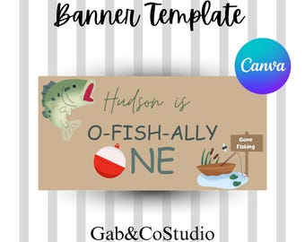 Editable Fishing Birthday Banner | Little Fisherman Party Decor (Digital Download)