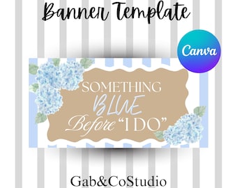 Editable Something Blue Banner Template | Elegant Bridal Shower Decor (Canva Template)