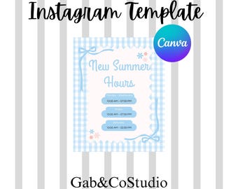 Editable Summer Hours Instagram Post | Business Social Media Template (Digital Download)