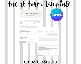 Editable Facial Consultation Form Template | Esthetician Client Intake Form | Skincare Canva Design (Digital Download)