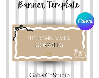 Editable Mr and Mrs Banner Template | Wedding Engagement Bridal Shower Decor (Digital Download)